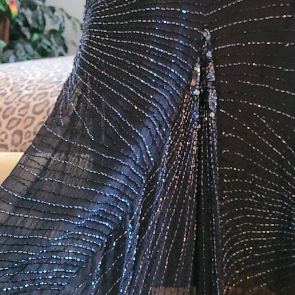 Oleg Cassini Vintage Black Beaded Sequin Dress - Picture 13 of 16